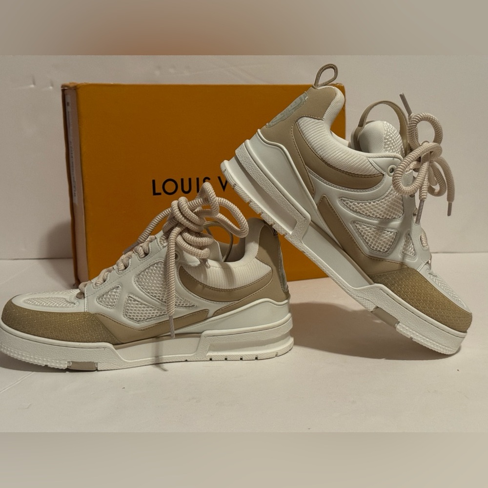 Louis Vuitton Beige and White Skater Sneakers - Picture 4 of 15